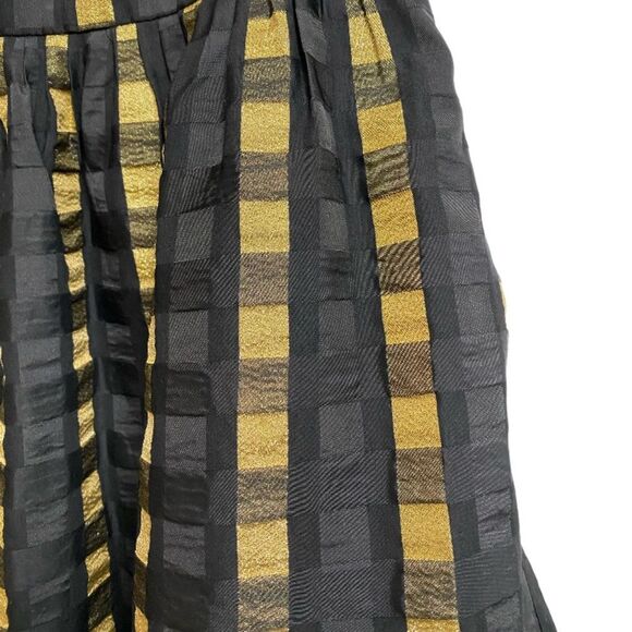 Ann Taylor Full Circle Skirt Women's Sz 4 Black Gold Check Cocktail Whimsygoth - Picture 12 of 14